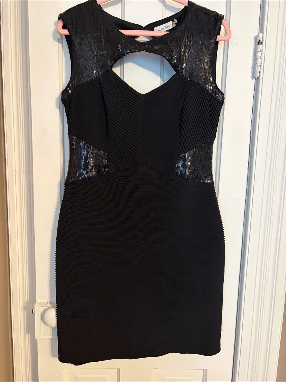 Calvin Klein Black Sequin Cutout Mini Dress